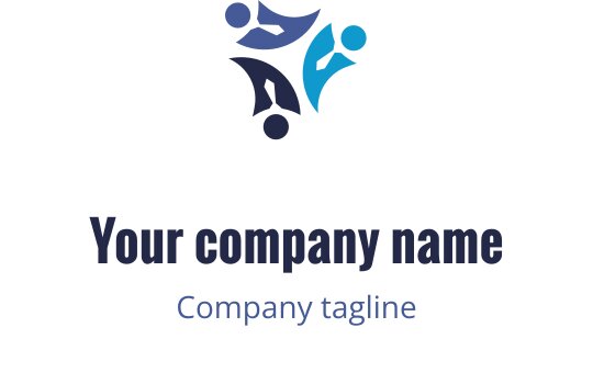 Moderne logo design med abstrakte figurer i blått og mørkeblått