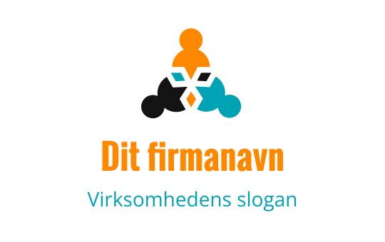 Fargerik logo med sammenkoblede former i oransje, svart og teal