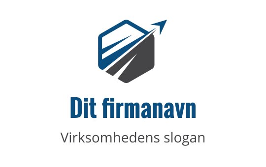 Moderne geometrisk logo med en blå pil og skjoldform