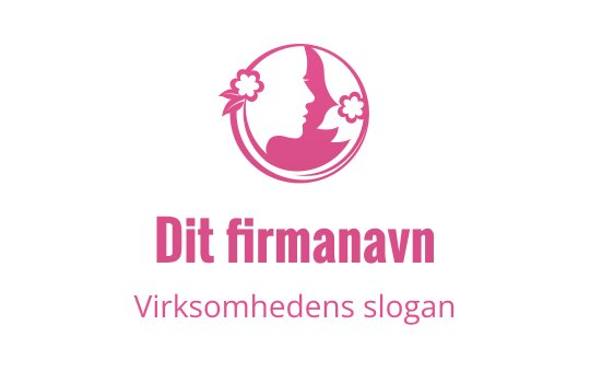 Elegant rosa logo med silhuett av en kvinnes profil med blomster