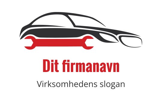 Elegant billogo med en rød skiftenøkkel integrert i designet