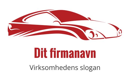 Strømlinjeformet rød billogo med dynamiske linjer og sterke konturer