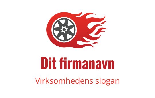 Dynamisk logo design med et hjul og flammer i rødt og svart