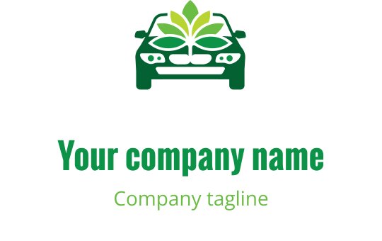Moderne logo design med en bil og et grønt bladmotiv