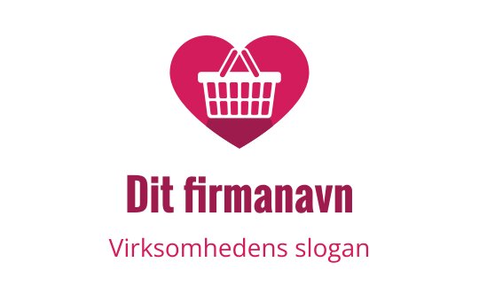 Hjerteformet logo med en handlekurv i midten