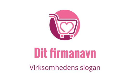 Moderne handlekurv logo design med et hjerte symbol i rosa