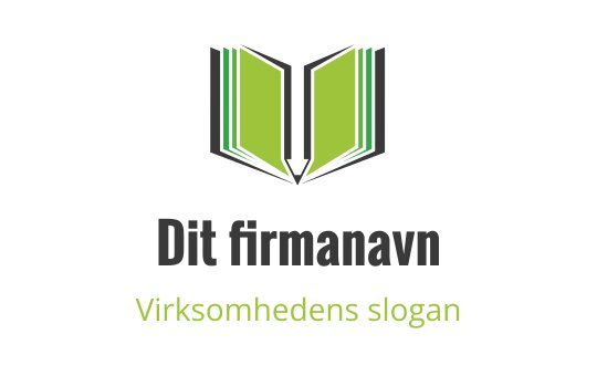 Moderne logo design av en åpen bok med grønne sider og skarpe linjer