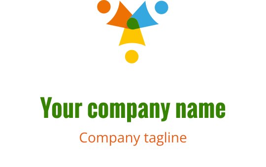 Fargerik logo design med abstrakte former og en sentral figur