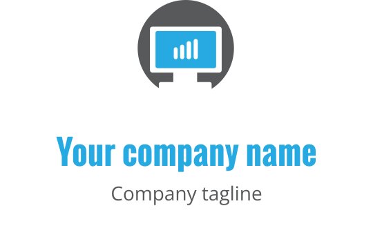 Moderne logo design med en dataskjerm og datalinjer