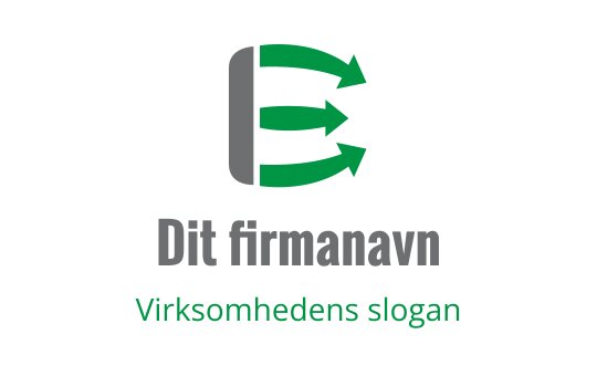 Moderne logo design med en stilisert bokstav E og grønne piler
