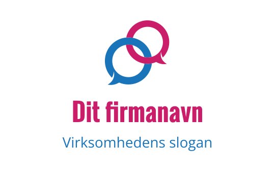Fargerik logo design med overlappende talebobler i rosa og blått