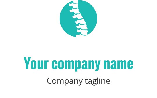 Moderne logo design med en teal sirkel og en ryggsøyleillustrasjon
