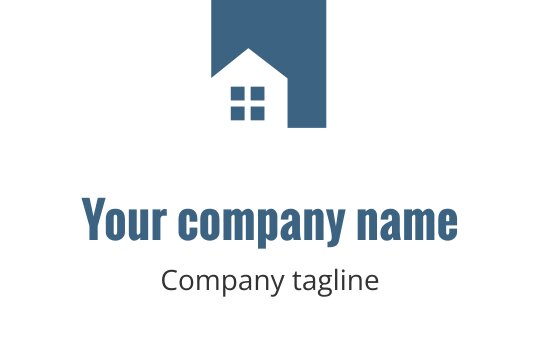 Moderne logo design i teal med en stilisert hus-silhuett