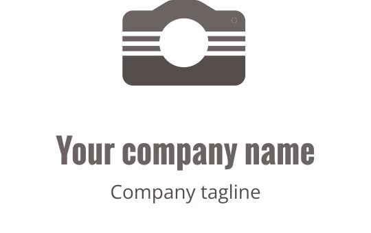Elegant grå logo med en stilisert kamerakontur