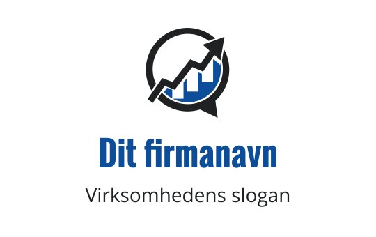 Moderne logo design med en snakkeboble og oppoverpilt med blå aksenter