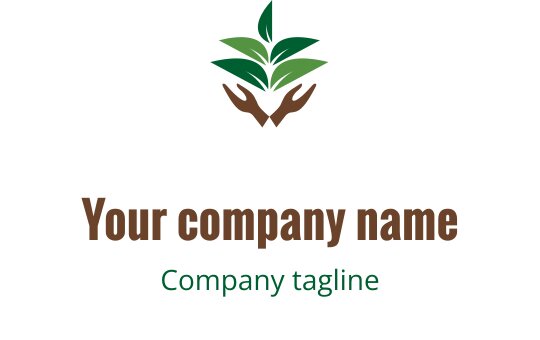 Moderne logo design med hender som pleier grønne blader