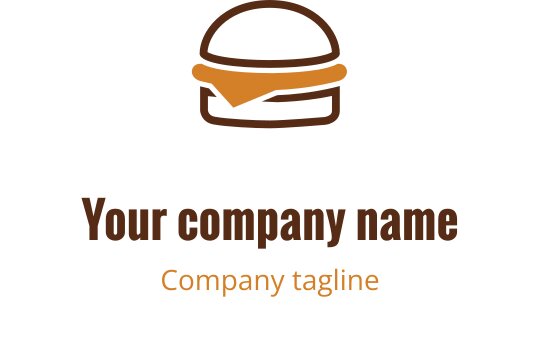 Enkel burgerlogo med en brun bolle og oransje aksent