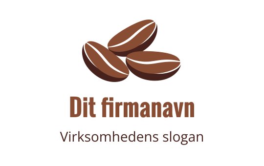 Logo design med tre stiliserte brune kaffebønner