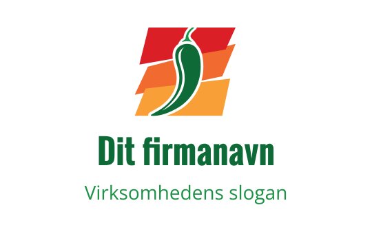 Fargerik logo med en grønn chilipepper og fargerike striper