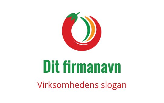 Fargerik rød tomatlogo med grønne og gule detaljer