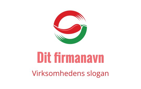 Moderne logo design med en rød chilipepper og grønne sirkulære elementer