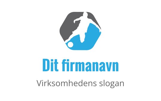 Dynamisk logo design med en fotballspiller i aksjon innenfor et sekskant