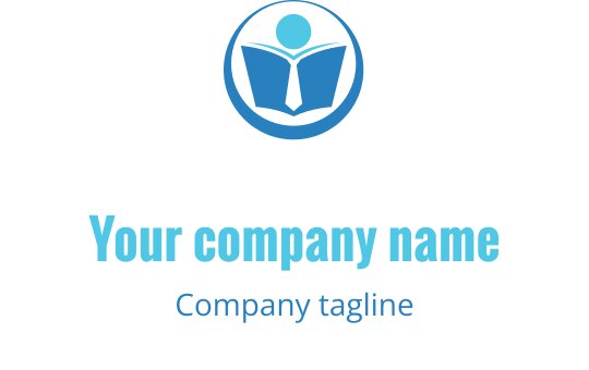 Profesjonell logo design med en åpen bok og en personikon i blått