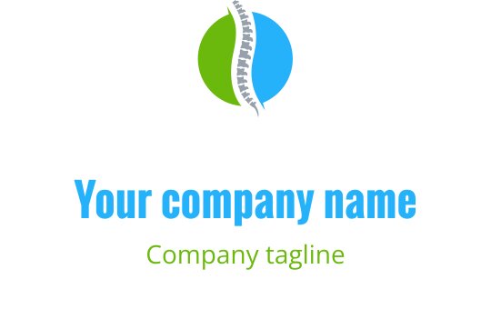 Moderne logo design med en grønn og blå sirkelform med et ryggradselement