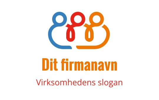 Fargerik logo med tre abstrakte figurer i blått, rødt og oransje