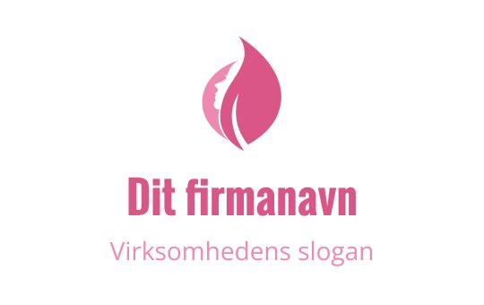 Stilig rosa logo med et blad og silhuettprofil