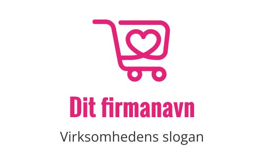 Lekent handlekurv logo design med et hjerte symbol i rosa