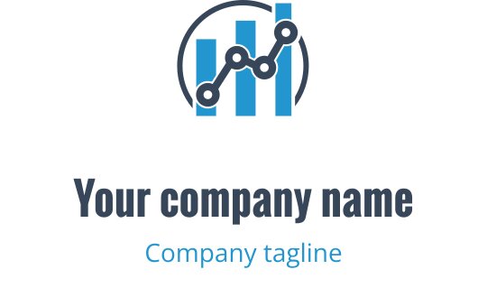 Moderne logo design i teal og blått med oppadgående grafiske elementer