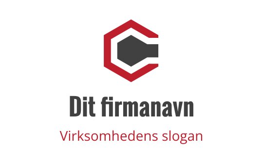 Moderne sekskantet logo design med en kraftig rød kontur og grå detaljer