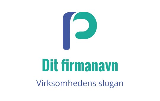 Moderne blå og grønn logo med en stilisert bokstav P