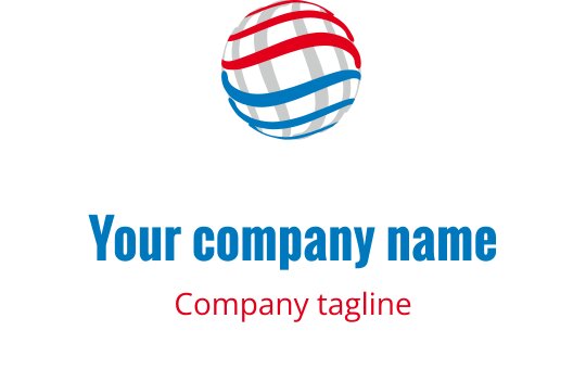 Moderne globus logo design med grå, rød og teal farger