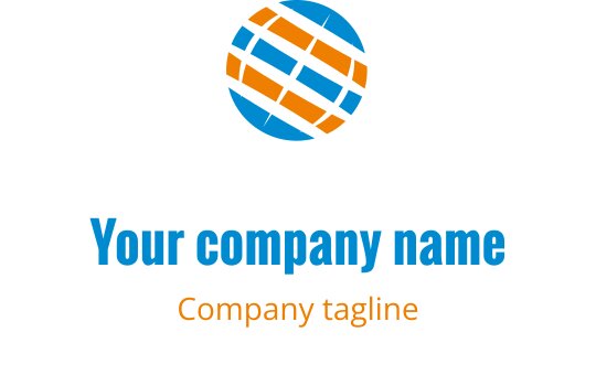 Moderne blå og oransje logo med en stilisert klode
