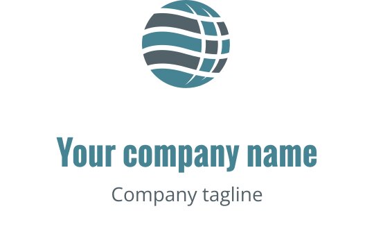 Moderne logo design med en teal globus i stilren utførelse