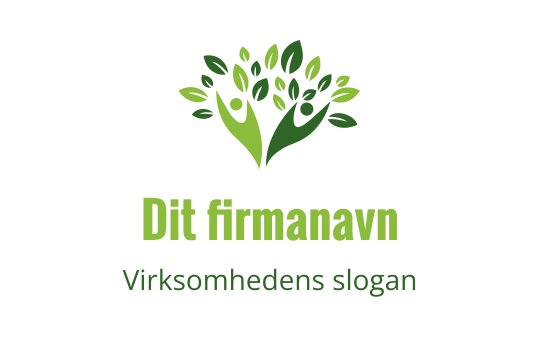 Moderne logo design med et grønt tre, menneskefigurer og blader