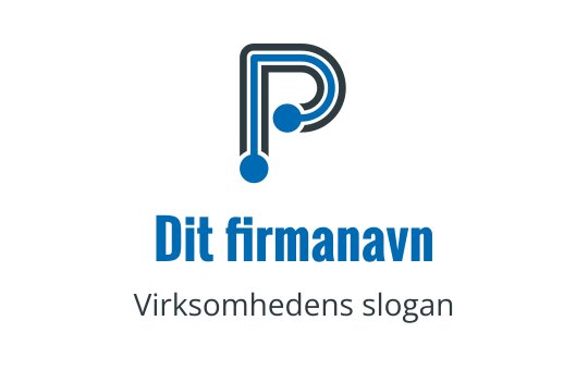 Moderne blå og grå logo med en stilisert bokstav P