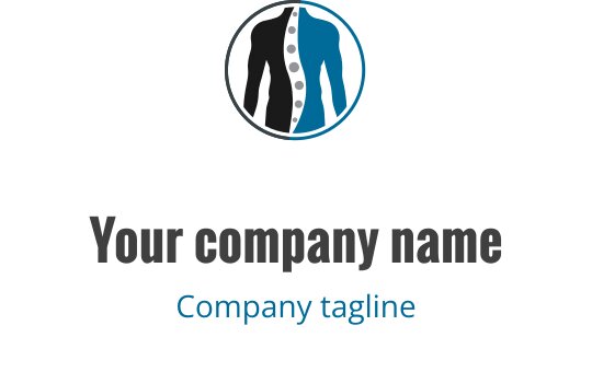 Moderne logo design med en stilisert menneskefigur i blått og svart