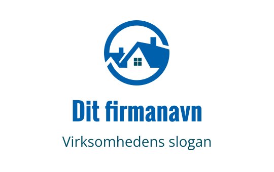 Moderne blå logo med et hus innenfor en sirkulær kontur