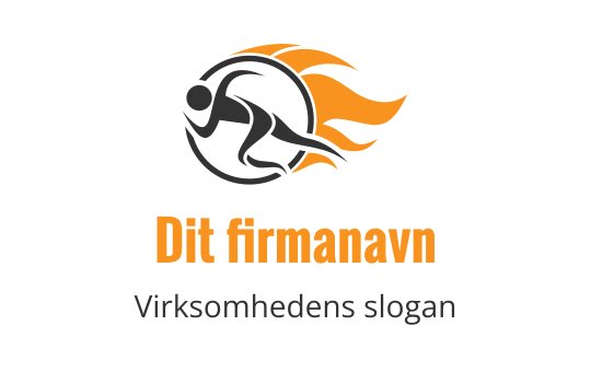 Dynamisk logo design med en løper og flammer i oransje og svart