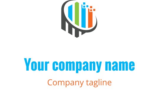 Moderne logo design med fargerike vertikale stenger og en sirkulær kontur