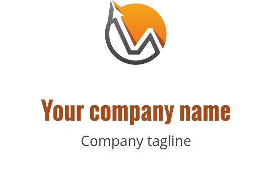 Moderne logo design med en stigende graf og oransje solelement