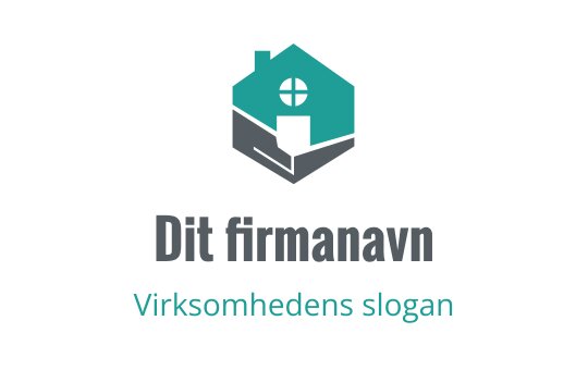 Moderne huslogo med elementer i teal og grått