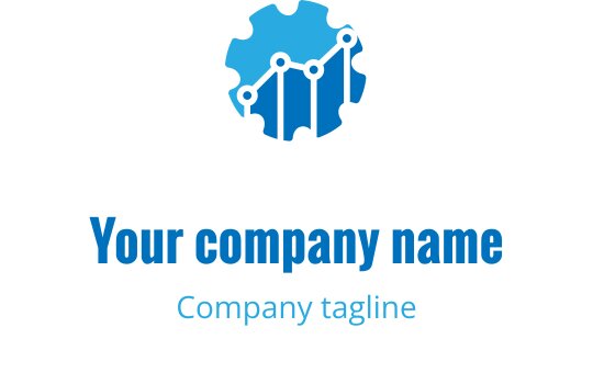 Moderne gir logo design med blå linjediagram elementer