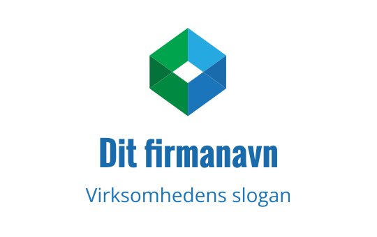 Moderne geometrisk logo med en grønn og blå sekskantet form