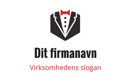 Elegant logo design med smoking, rød sløyfe og svart dress