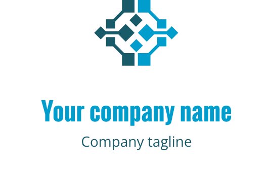 Moderne geometrisk logo design med sammenkoblede blå former