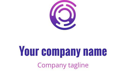 Moderne sirkulær logo design i gradient lilla og rosa toner